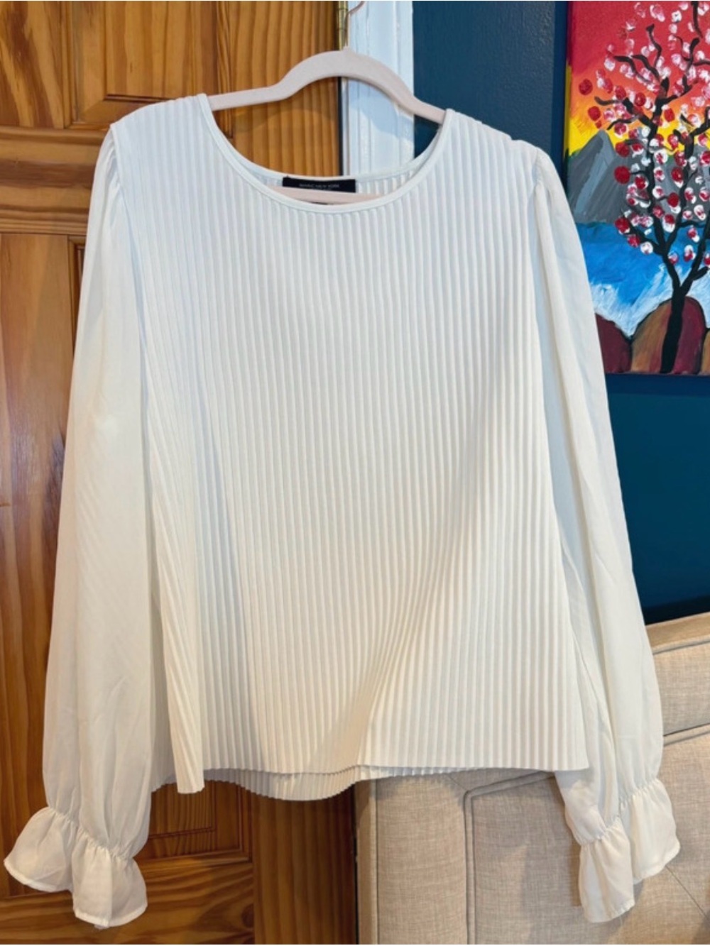Marc New York pleated long-sleeve blouse